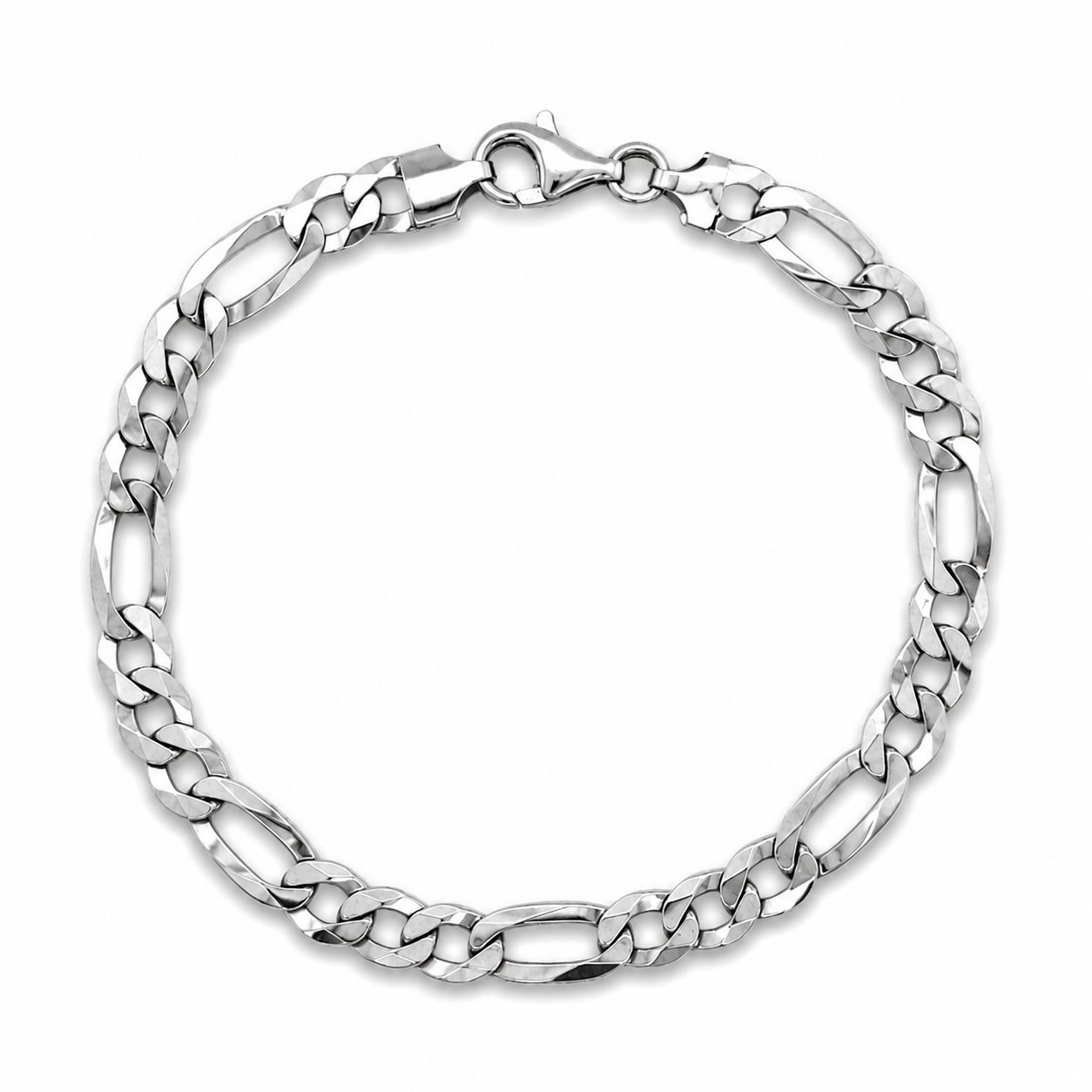 Herren Figaroarmband 925 Sterling Silber rhodiniert 6,5 mm