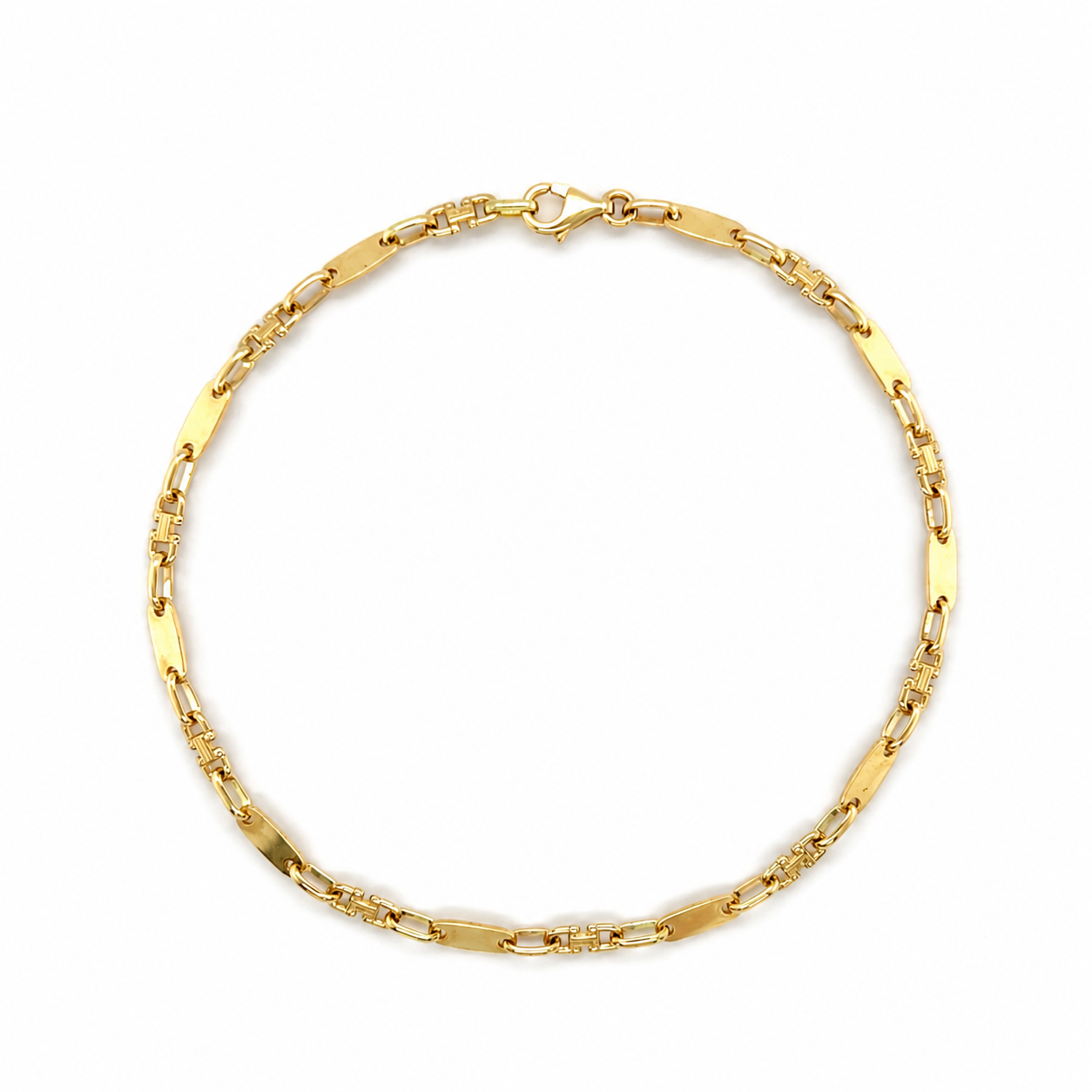 Massives Goldarmband aus 585 Gelbgold mit Plattenelementen