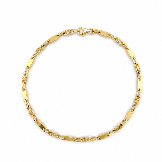 Massives Goldarmband aus 585 Gelbgold mit Plattenelementen
