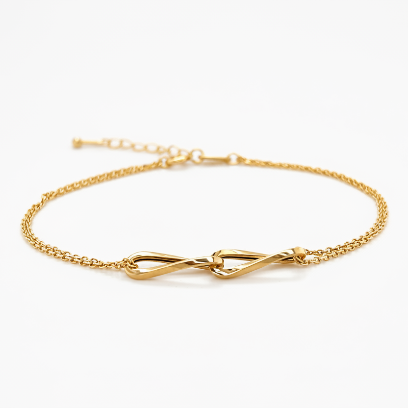 Doppelarmband 585 Gelbgold getragen am Handgelenk