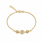 Doppelarmband 585 Gelbgold mit Zirkonia und Tropfen-Elementen