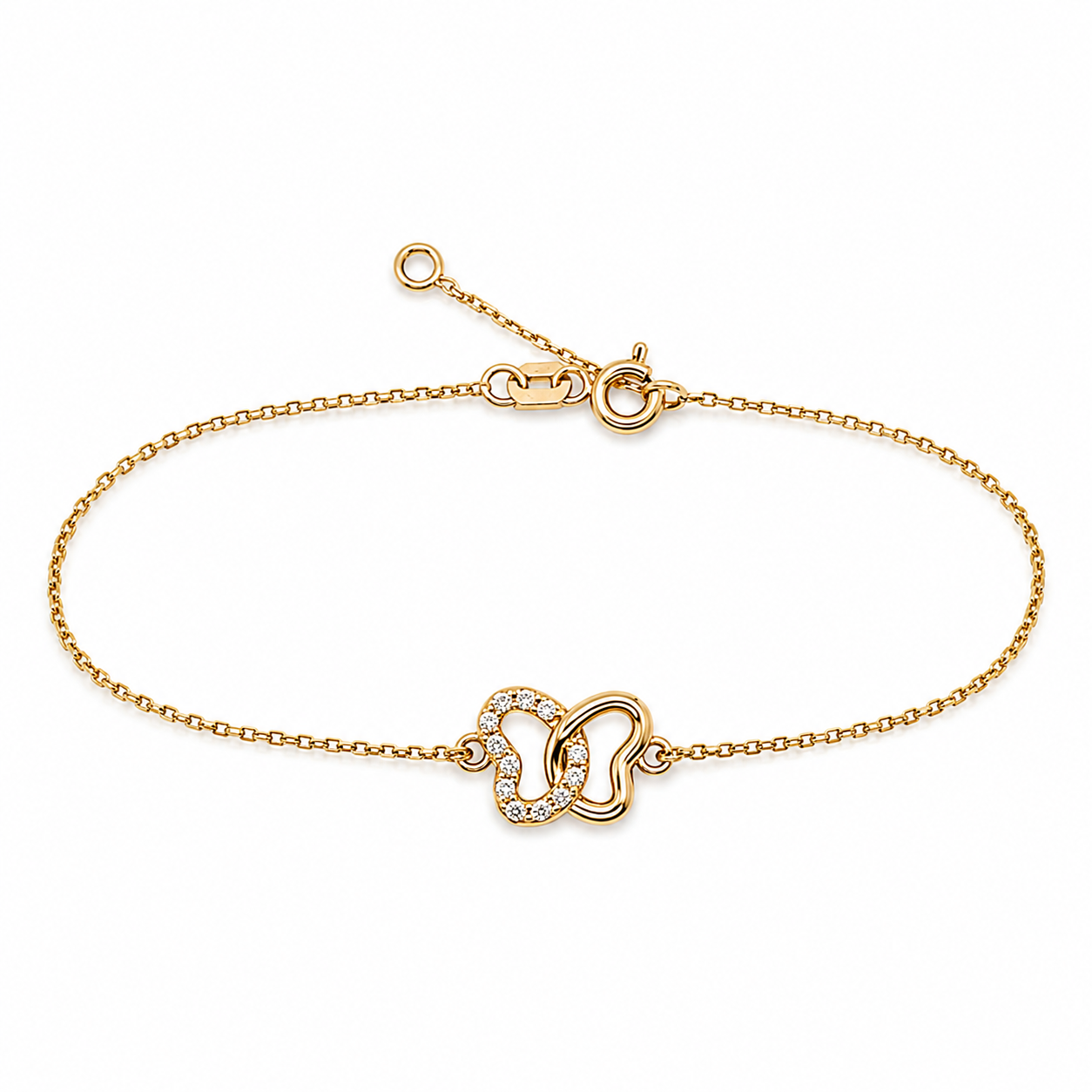 Schmetterlingsarmband 585 Gelbgold mit Zirkonia