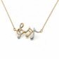 585 Gelbgold Kette mit Musiknoten Anhänger – Bicolor – 42 cm (40 cm Zwischenöse) – Damen