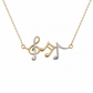 585 Gelbgold Kette Musiknoten Anhänger Bicolor 42 cm