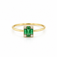 Schmuckset 585 Gelbgold mit grünen Zirkonia – Halskette, Ring & Ohrstecker im rechteckigen Baguette-Design