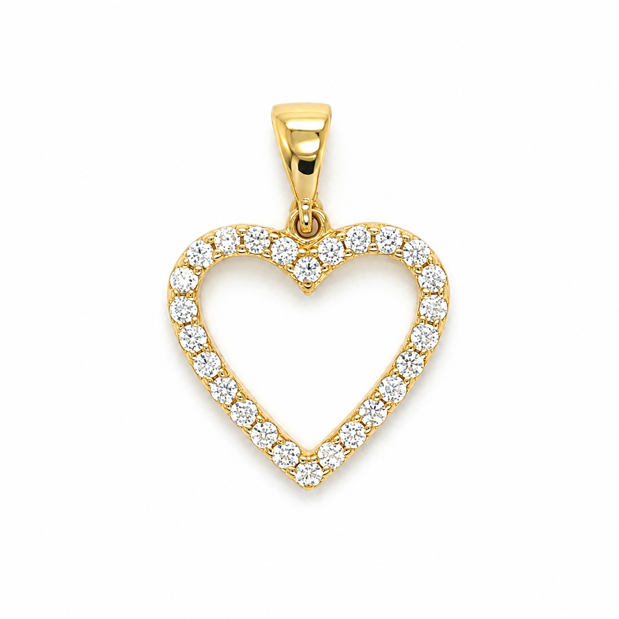 Herzanhänger 585 Gelbgold mit Zirkonia-Besatz