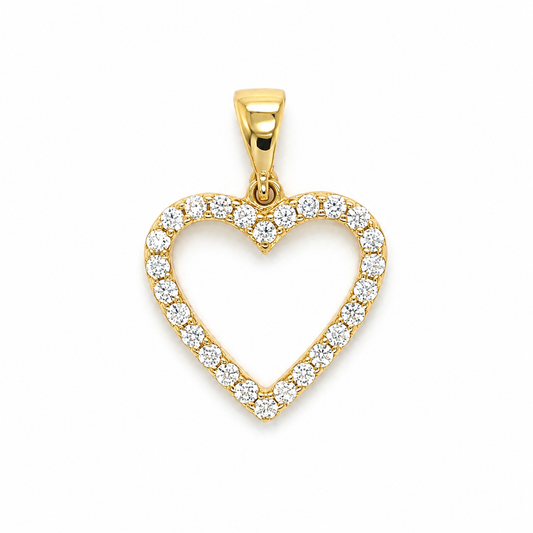 Herzanhänger 585 Gelbgold mit Zirkonia-Besatz