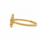 Goldring 585 Gelbgold mit Kugeldesign und zentralem Zirkonia seitlich fotografiert