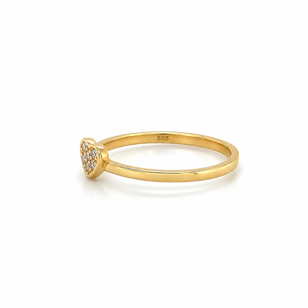 Goldring mit Herz und Zirkonia Größe 52