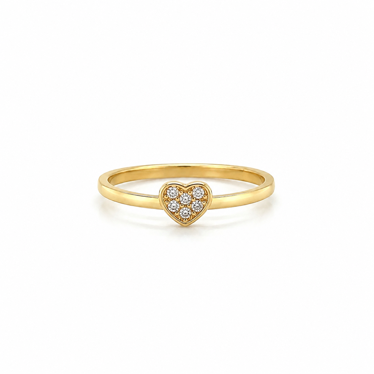 Ring aus 585 Gelbgold mit Herz und Zirkonia in Frontansicht