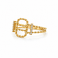 Zirkonia Ring aus 585 Gelbgold mit gedrehter Ringschiene Größe 56