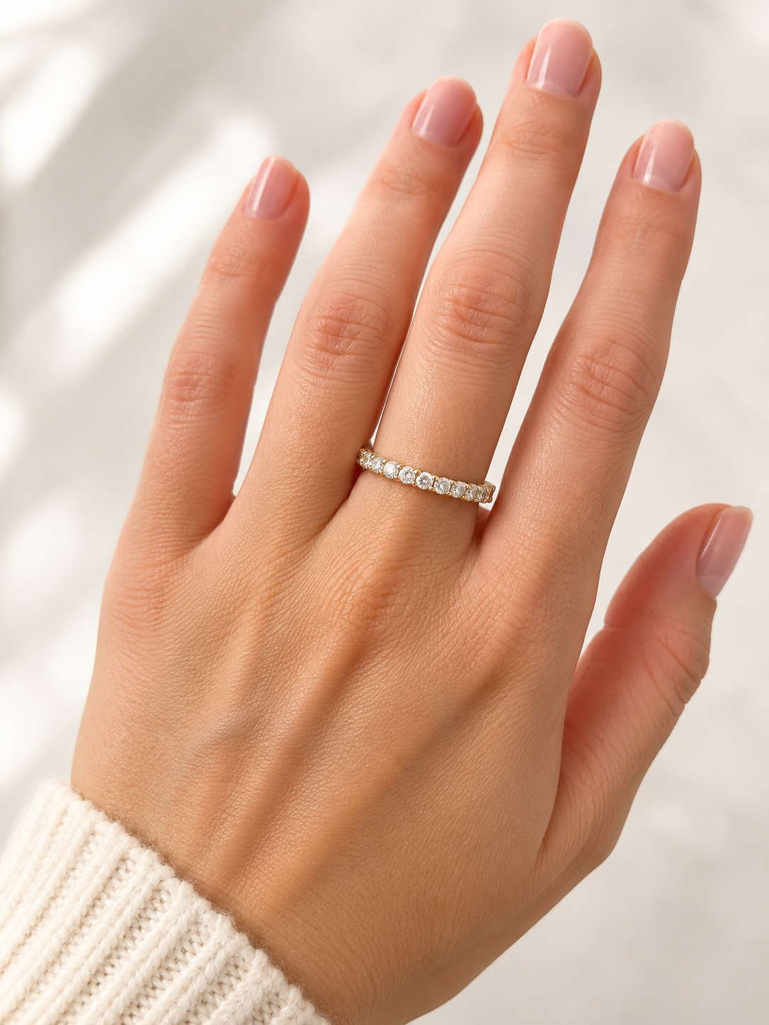 Memoire Ring aus 585er Gelbgold mit Zirkonia Größe 52