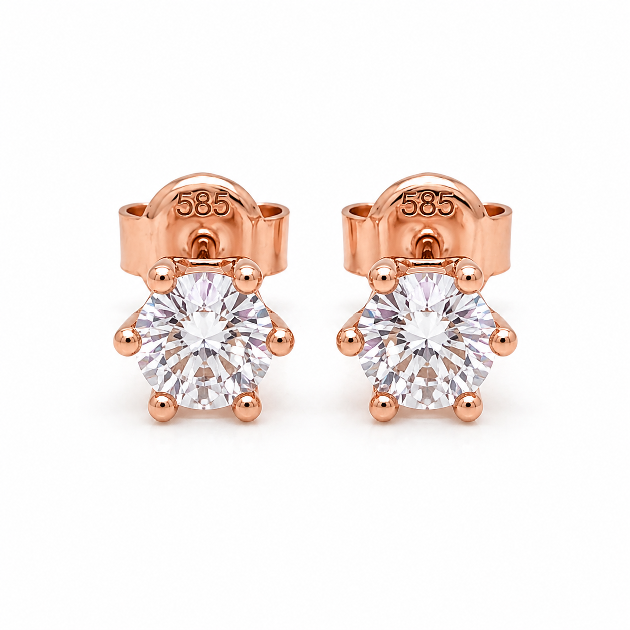 585 Roségold Ohrstecker Zirkonia rund