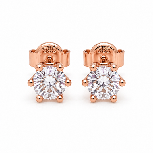 585 Roségold Ohrstecker Zirkonia rund