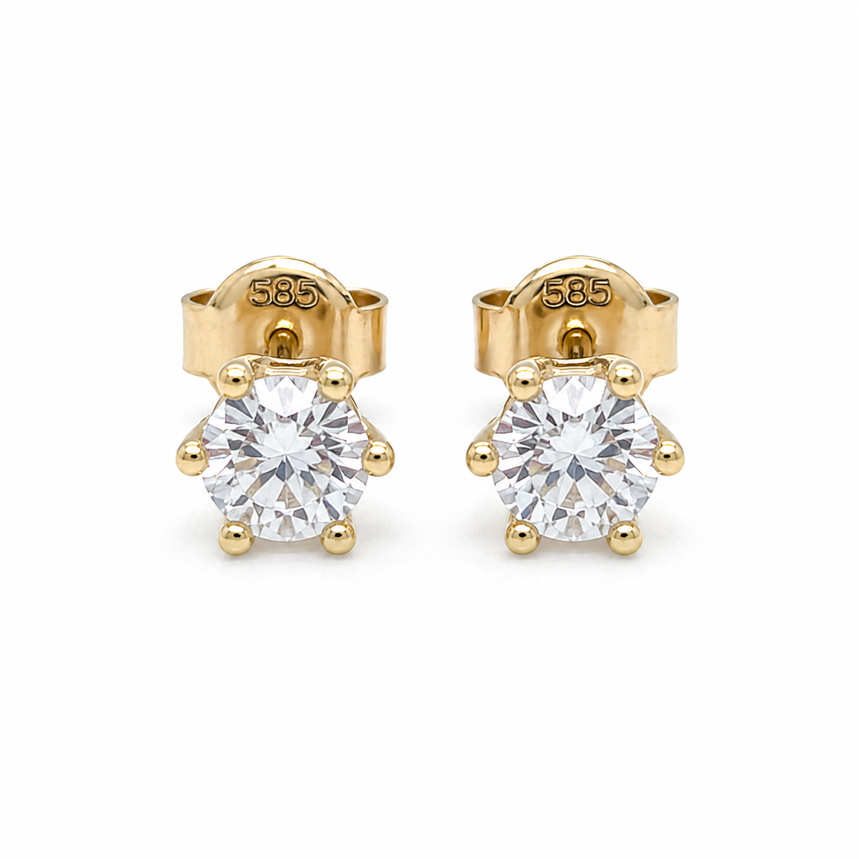 585 Gelbgold Ohrstecker 4 mm Zirkonia
