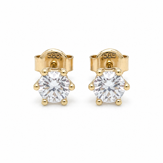 585 Gelbgold Ohrstecker 4 mm Zirkonia