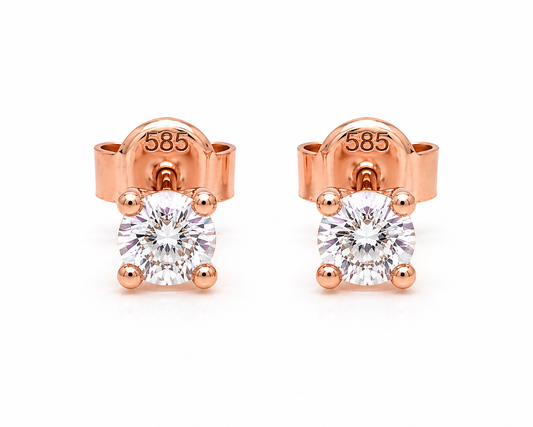 585 Roségold Ohrstecker Zirkonia 4 mm – 4 Krappen Solitär