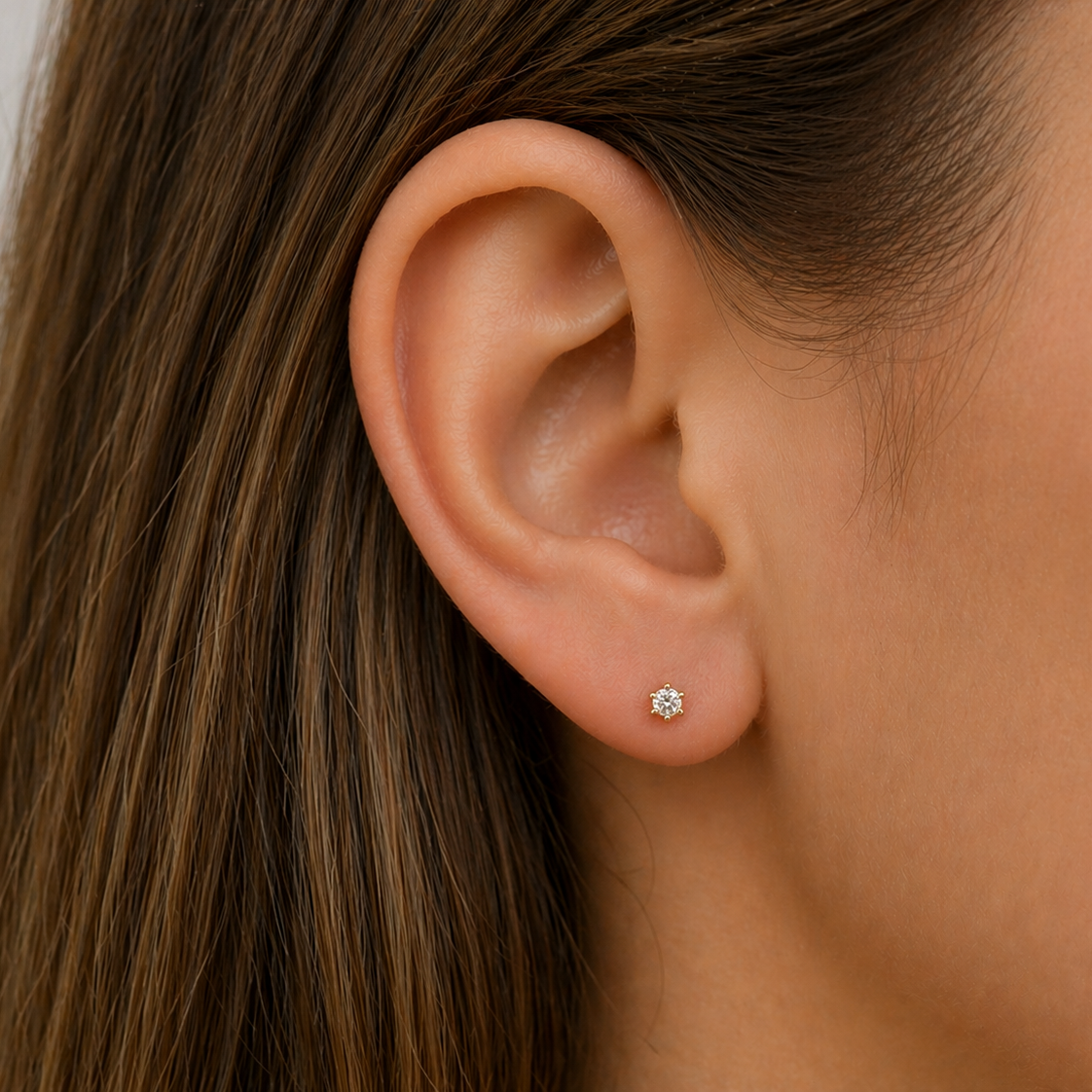 585 Gelbgold Ohrstecker Zirkonia 3 mm – klassischer Solitär (6 Krappen)