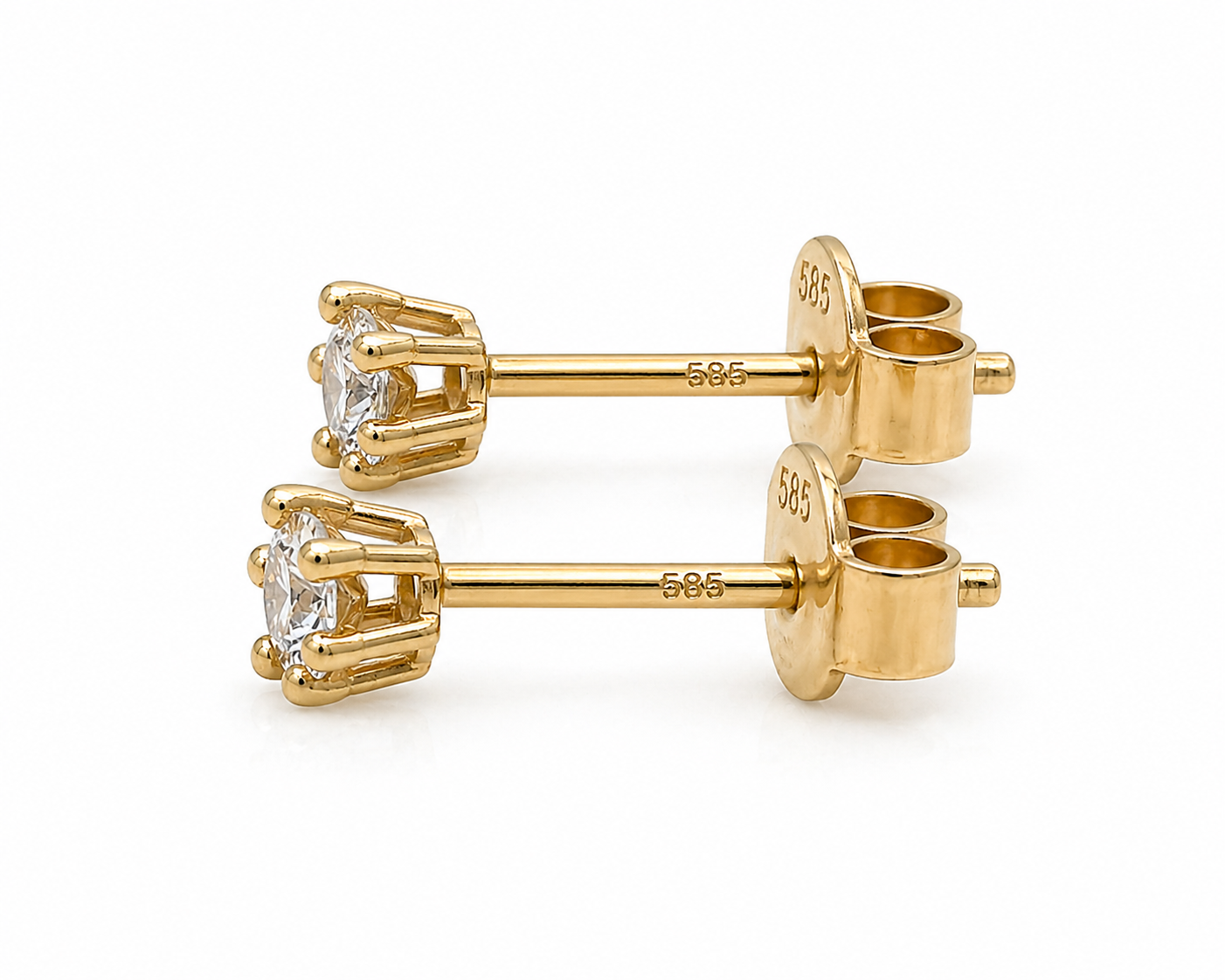 585 Gelbgold Ohrstecker Zirkonia 3 mm – klassischer Solitär (6 Krappen)