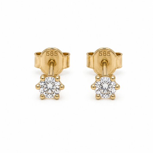 585 Gelbgold Ohrstecker 3 mm Zirkonia