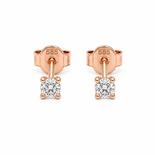 585 Roségold Ohrstecker mit Zirkonia 3 mm in 4er Krappenfassung