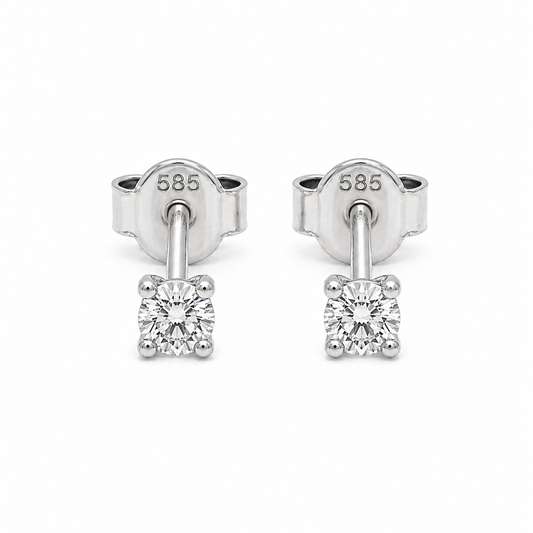 585 Weißgold Ohrstecker mit Zirkonia 3 mm in 4er Krappenfassung