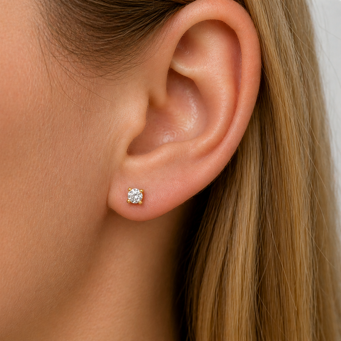 585 Gelbgold Ohrstecker Zirkonia 3 mm – 4 Krappen Solitär