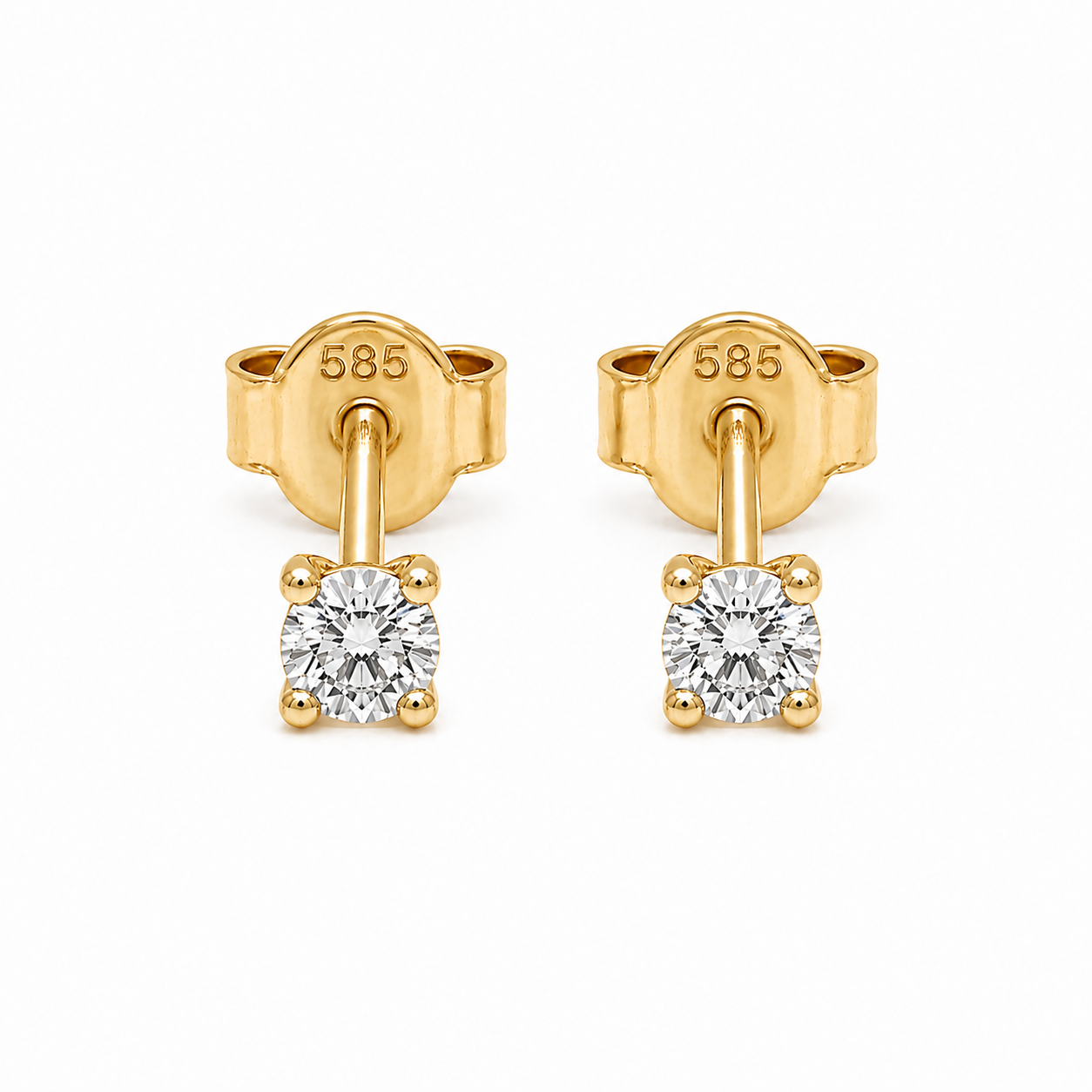 585 Gelbgold Ohrstecker mit Zirkonia 3 mm in 4er Krappenfassung