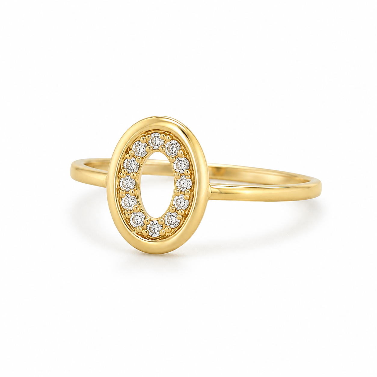 Damenring aus 585er Gelbgold mit funkelndem Zirkonia