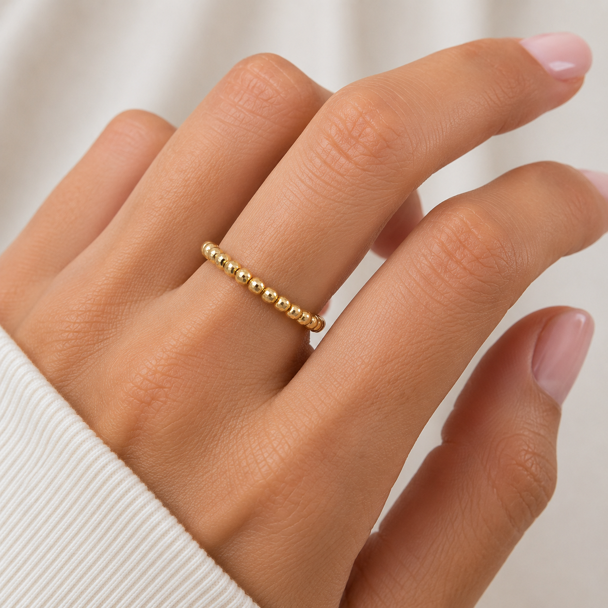 Damenring aus 585 Gold mit drehbaren Kugeln