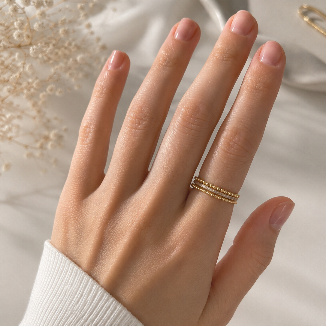 Vorsteckring aus 585 Gold im Kugeldesign