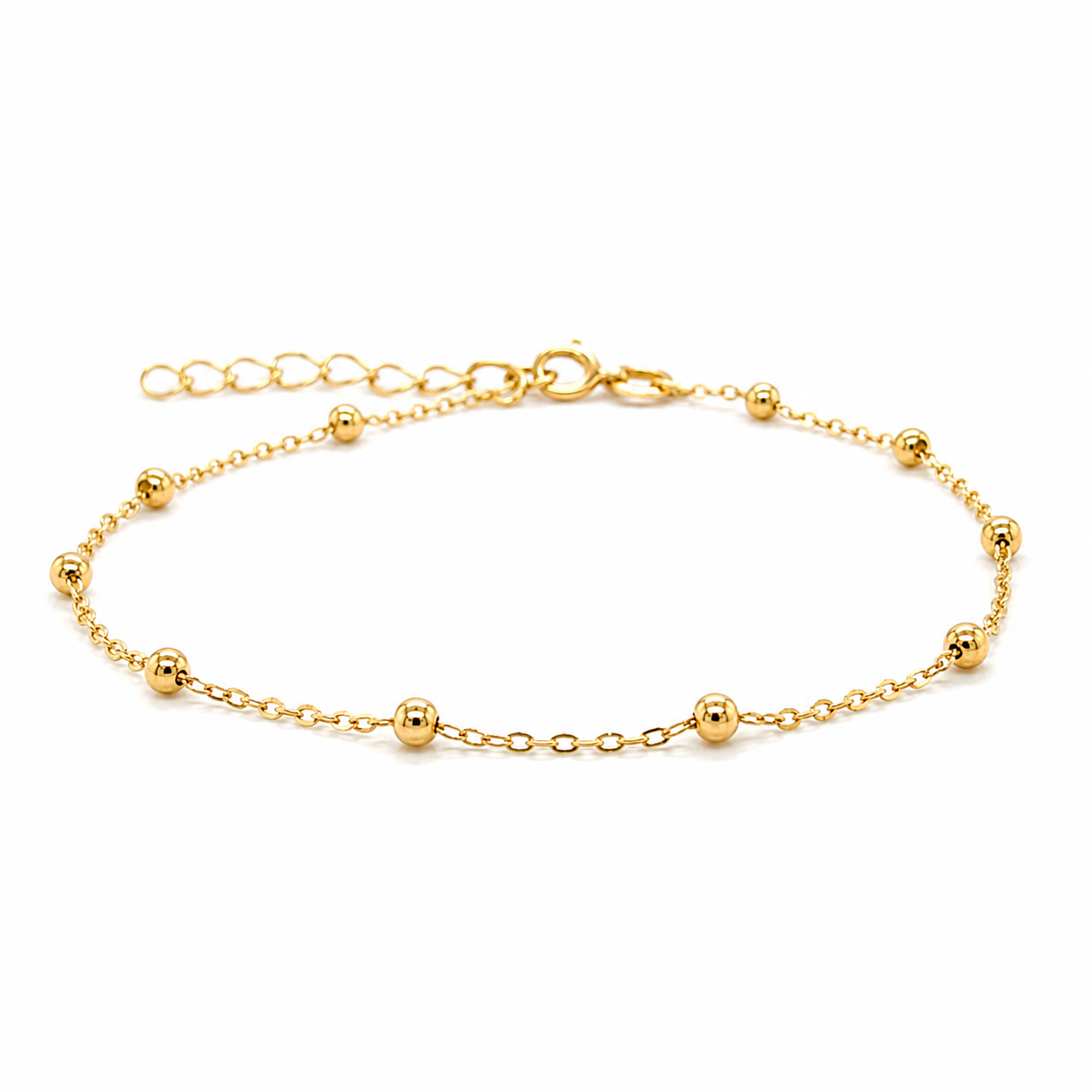 Damen Kugelarmband 585 Gelbgold am Handgelenk getragen