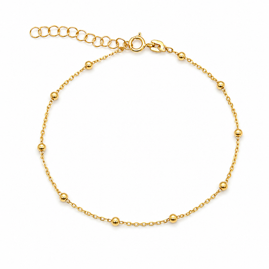 Damen Kugelarmband aus 585 Gelbgold mit polierten Goldkugeln