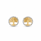 Lebensbaum Ohrstecker aus 585 Gold in runder Bicolor-Optik