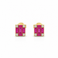 Ohrstecker aus 585 Gelbgold mit pinken rechteckigen Zirkonia und weißen Ecksteinen