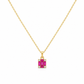 Anhänger an 42 cm Kette aus 585 Gelbgold mit pinken und weißen Zirkonia