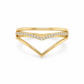 Wishbone Ring aus 585 Gelbgold mit Zirkonia in Frontansicht