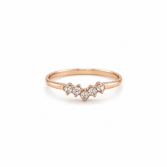 Wishbone Ring aus 585 Roségold mit Zirkonia Steinen