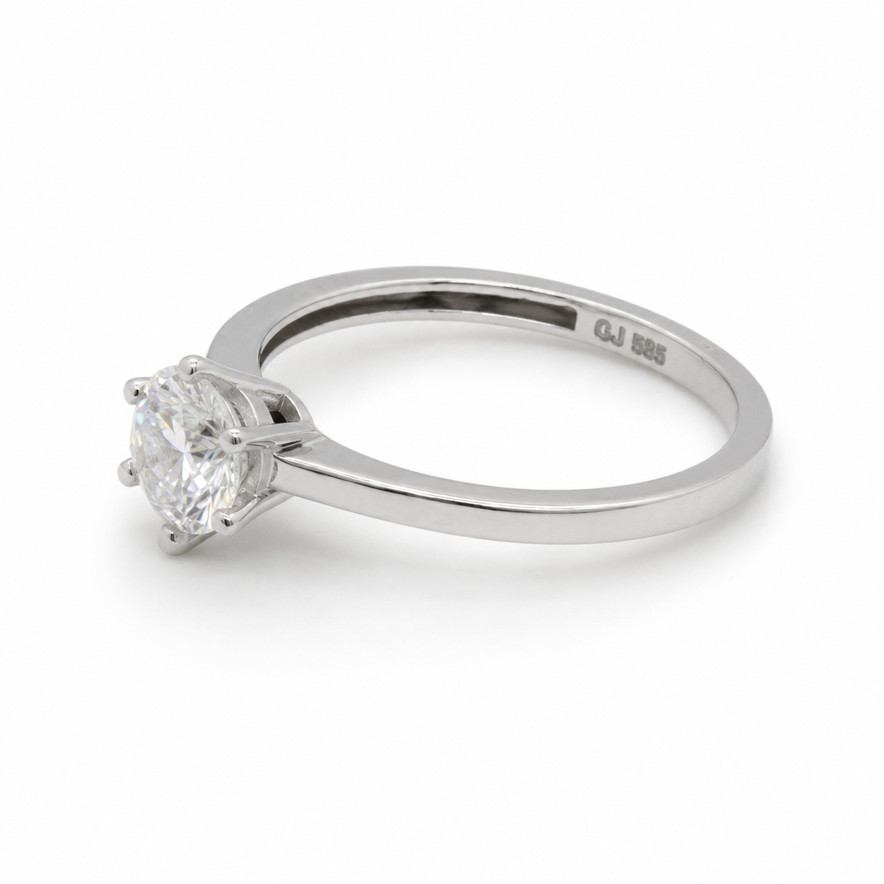 Verlobungsring aus 585 Weißgold mit rundem Zirkonia