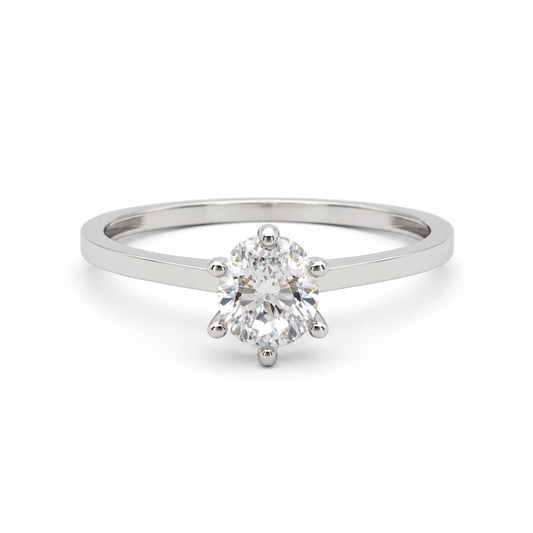 Verlobungsring aus 585 Weißgold mit rundem Zirkonia
