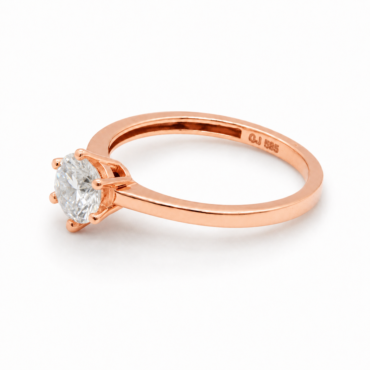 Solitärring aus 585 Rotgold mit Zirkonia Stein