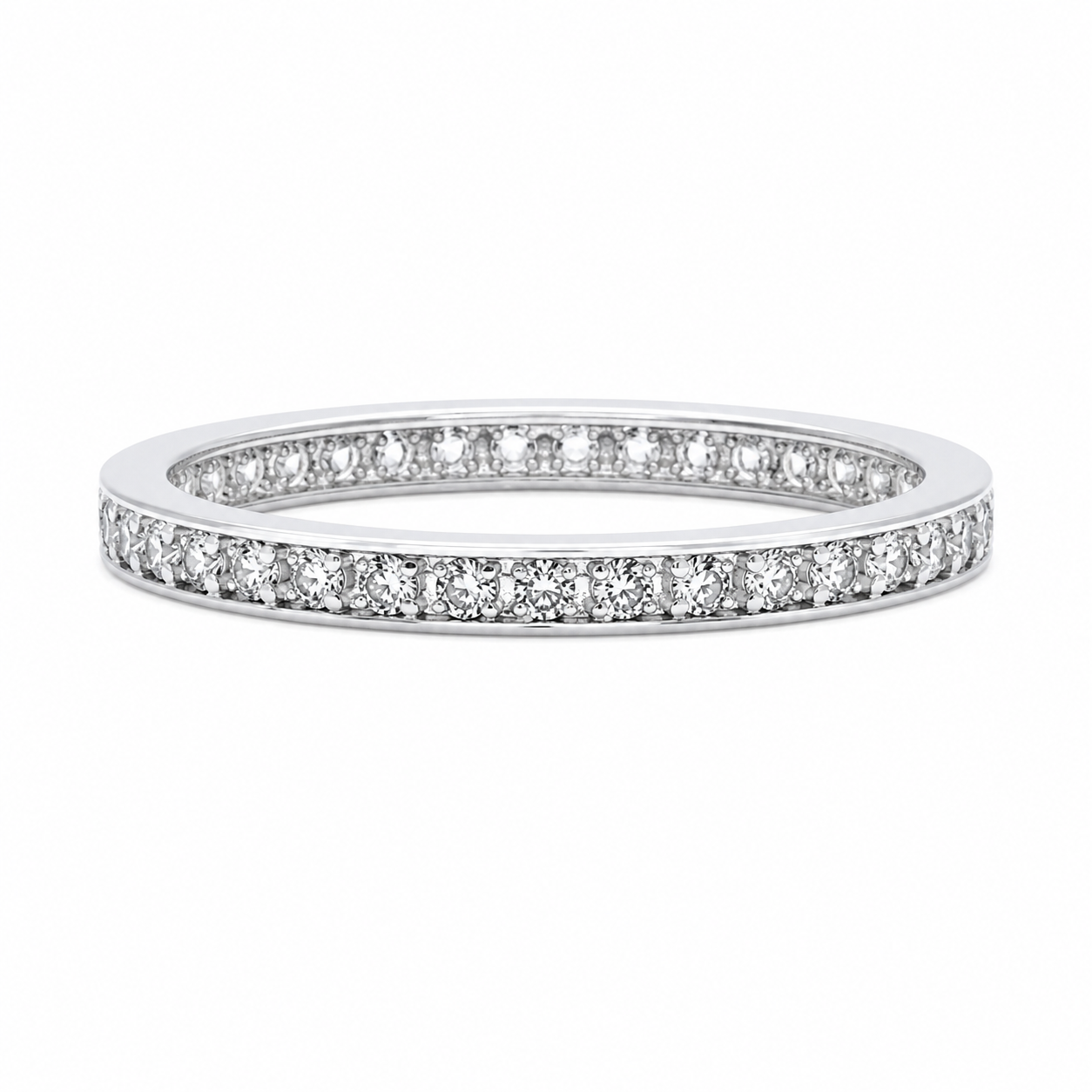 Memoryring 585 Weißgold mit Zirkonia Frontansicht