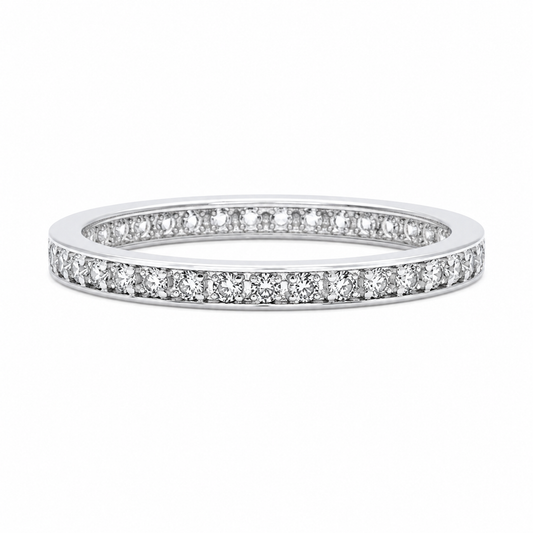 Memoryring 585 Weißgold mit Zirkonia Frontansicht