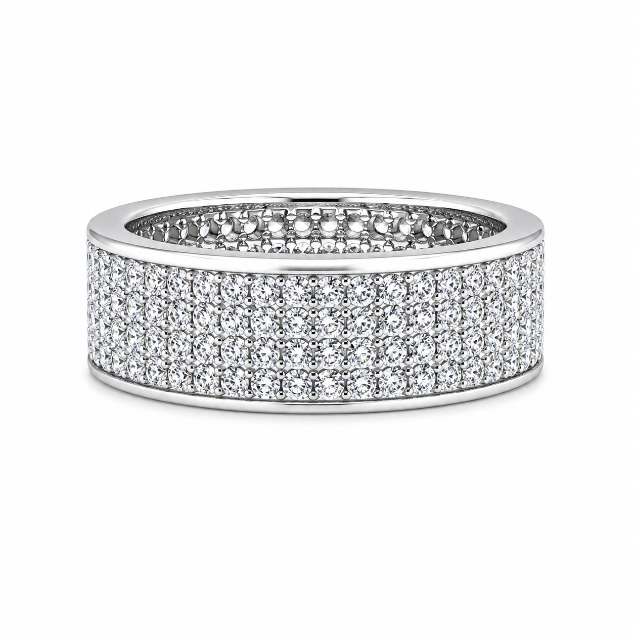 Breiter Zirkonia Ring 925 Silber 7 mm Frontansicht
