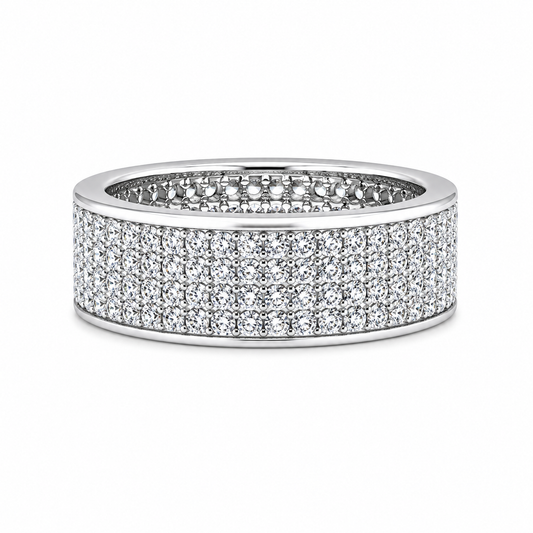 Breiter Zirkonia Ring 925 Silber 7 mm Frontansicht
