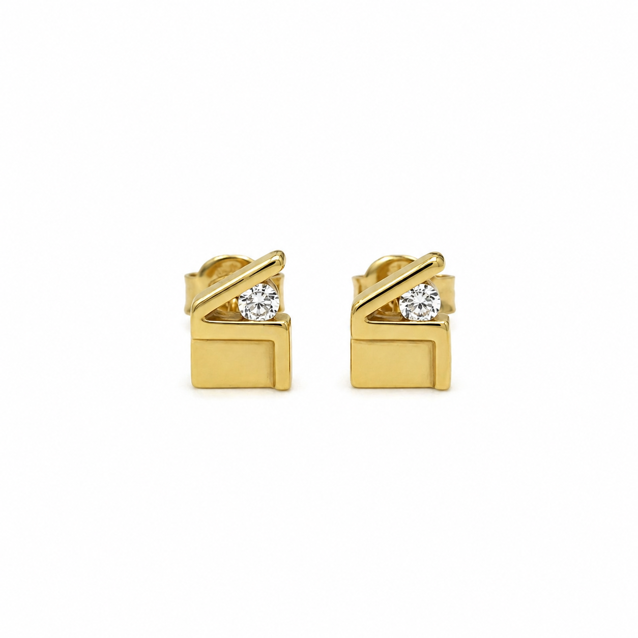 585 Gelbgold Ohrstecker Filmklappe mit Zirkonia ca. 6,5 mm