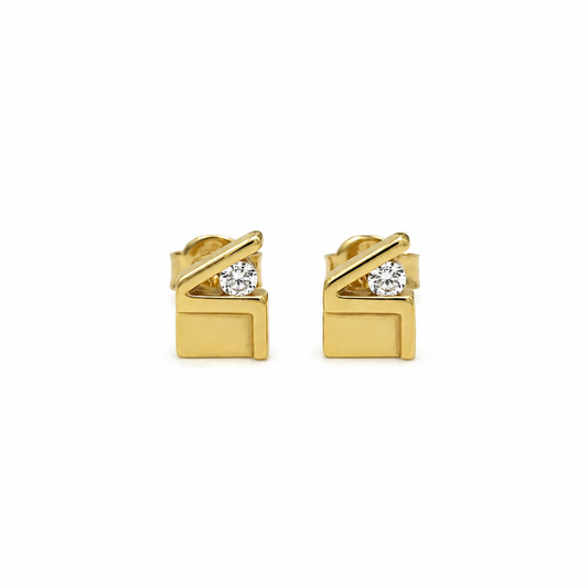 585 Gelbgold Ohrstecker Filmklappe mit Zirkonia ca. 6,5 mm