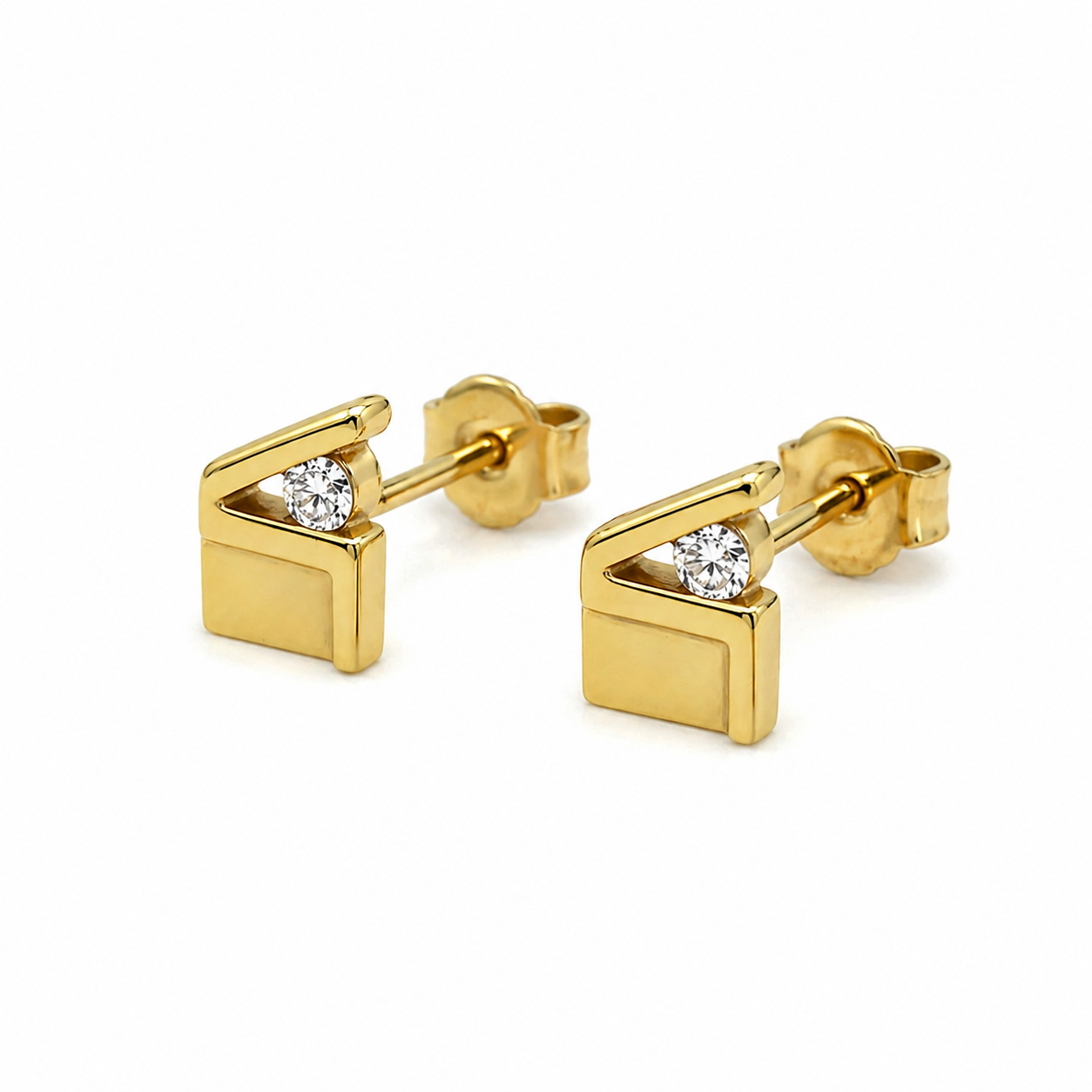 585 Gelbgold Ohrstecker Filmklappe mit Zirkonia – ca. 6,5 mm