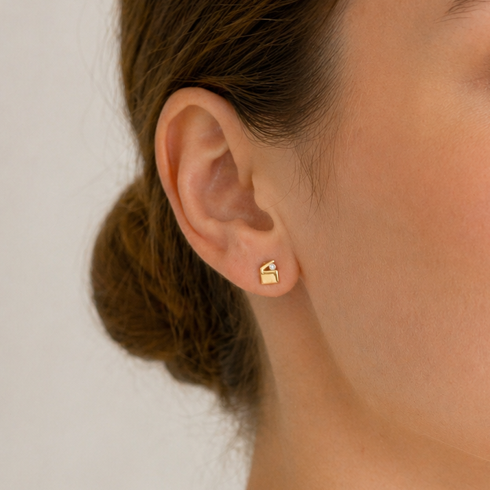 585 Gelbgold Ohrstecker Filmklappe mit Zirkonia – ca. 6,5 mm