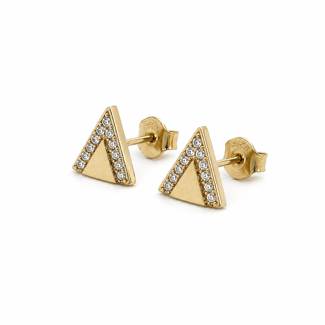 585 Gelbgold Ohrstecker Dreieck mit Zirkonia – ca. 7 mm